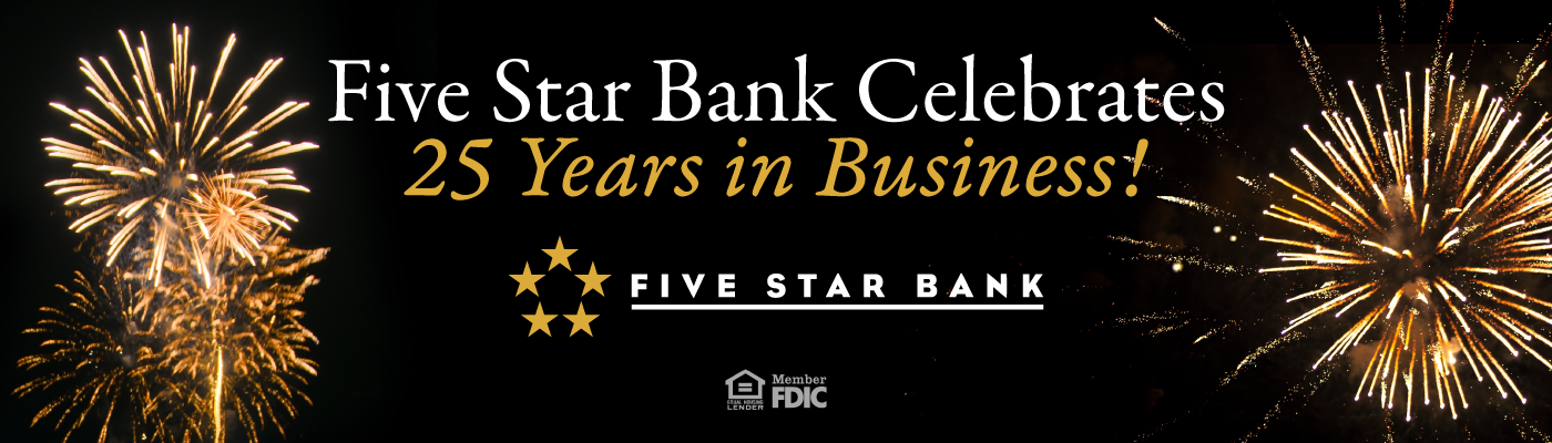 Five Star Bank's 25 year anniversary celebration billboard